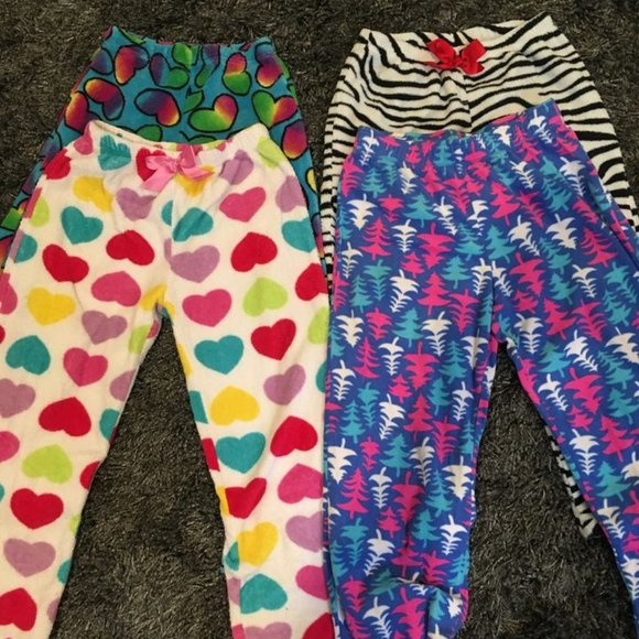 FOUR pairs fuzzy lounge/PJ pants | Girls size 10-12 - Picture 1 of 1